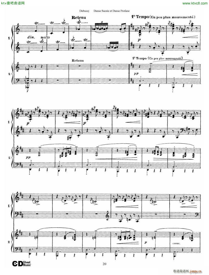 Debussy Danse Sacr��e et Danse Profane 2 Piano s(����V)20