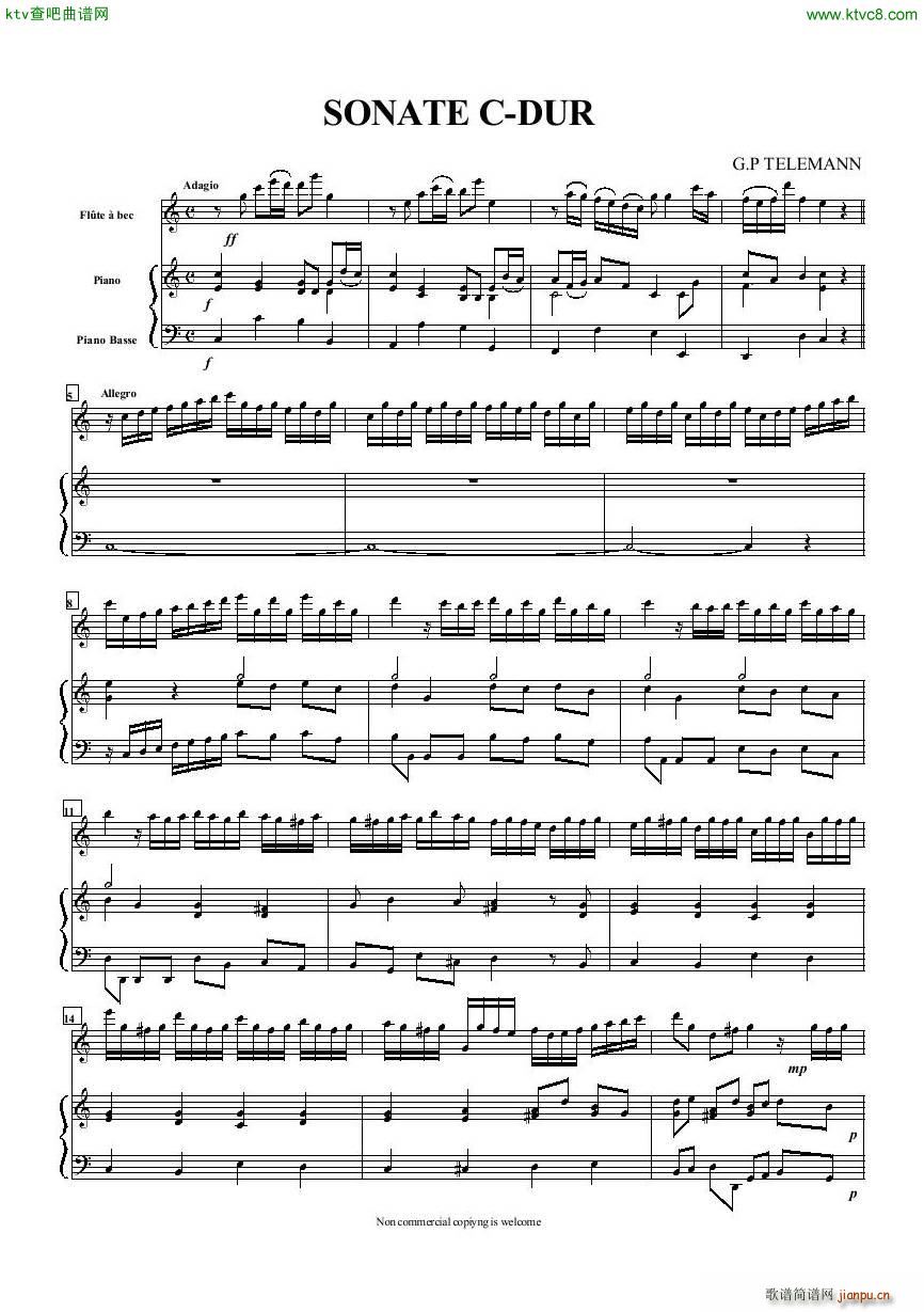 Telemann Sonate Cdur flute piano bass(����V)1