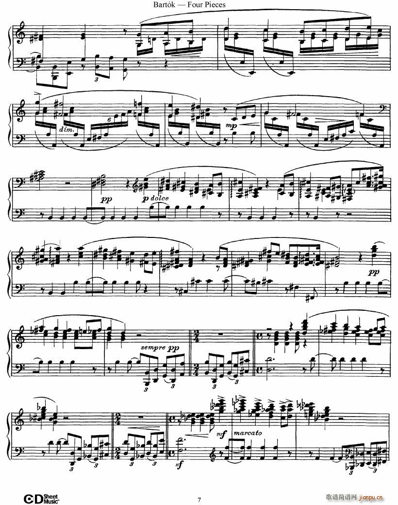 Bartok DD 71 Four Piano Pieces(����V)7