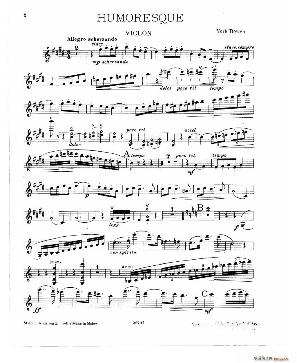 Bowen Humoresque for violin and piano(����V)18