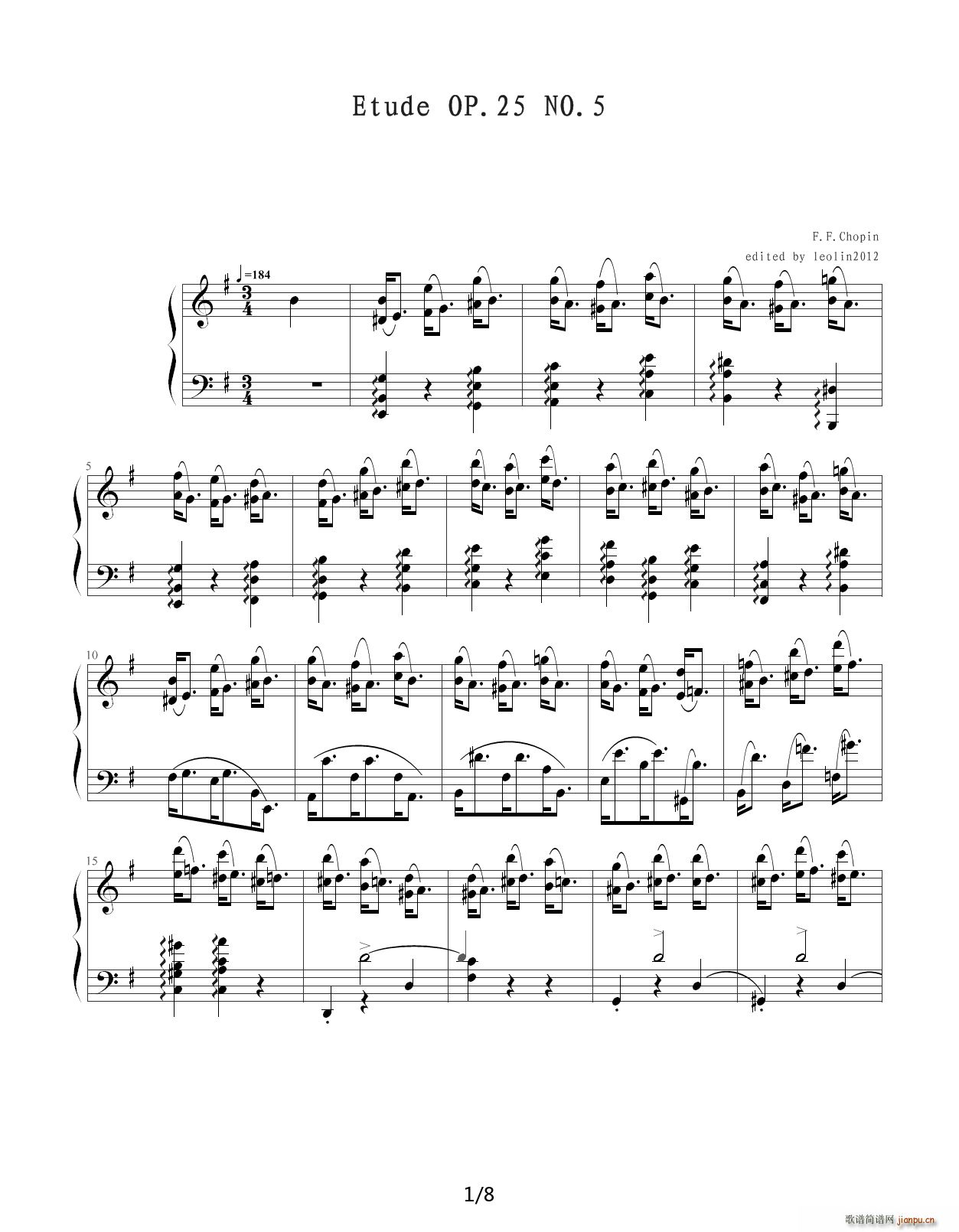 Chopin Ф�� ������ Op 25 No 5 �S�� G�{(����V)1