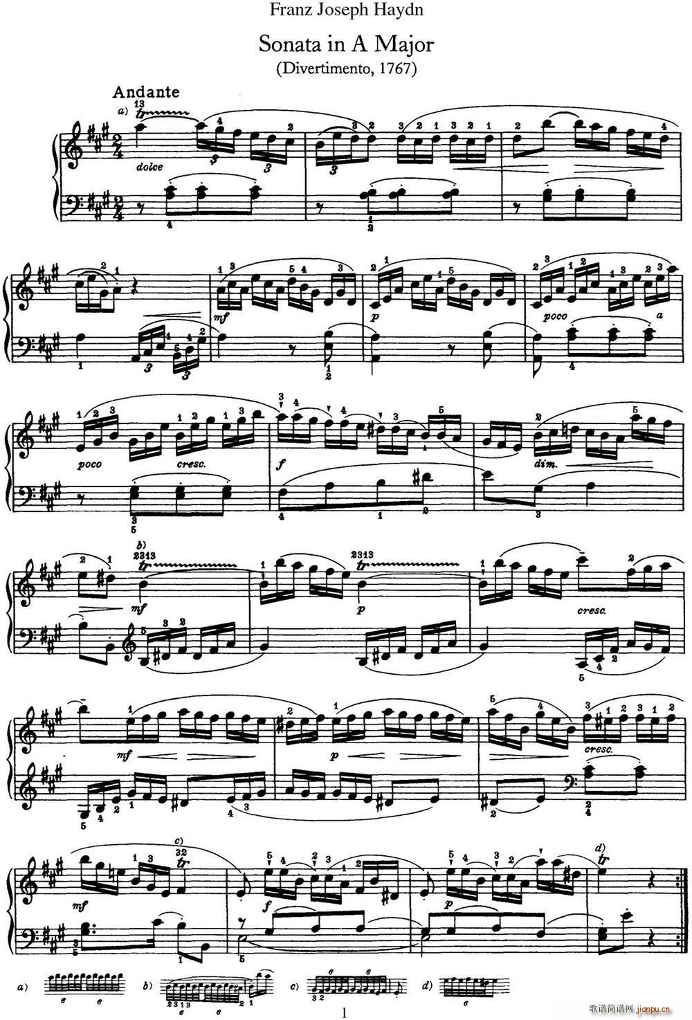 ���D ������Q�� Hob XVI 12 Divertimento A major(����V)1