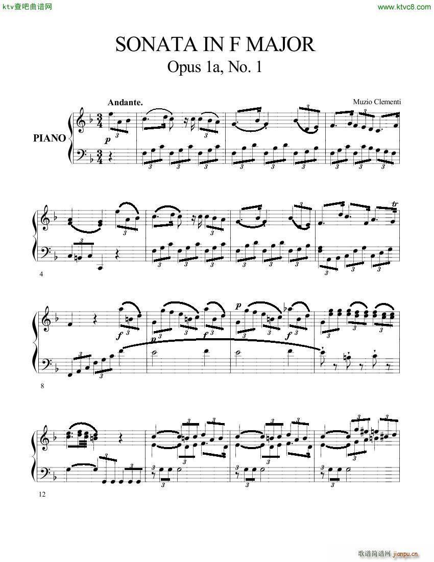 Clementi op 1a No 1 Sonate F major(����V)1