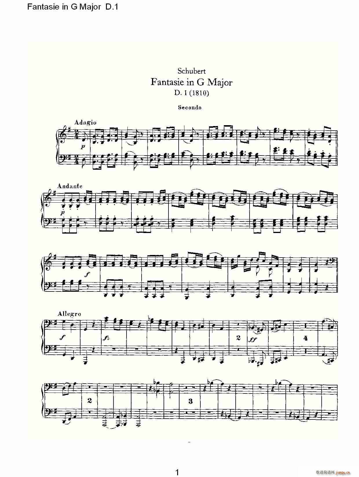 Fantasie in G Major D.1(ʮ�ּ�����)1