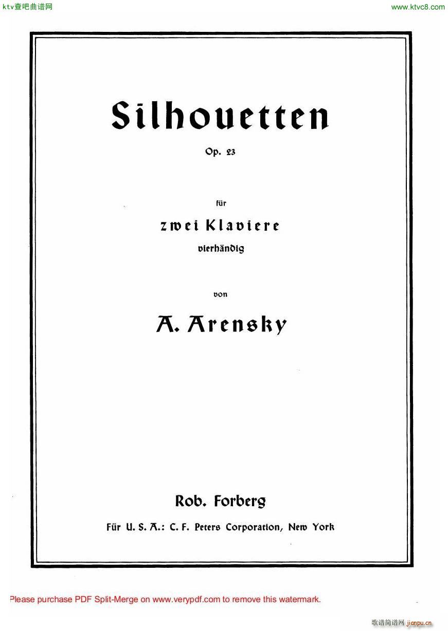 Arensky op 23 Suite No 2 Silhouettes(����V)1