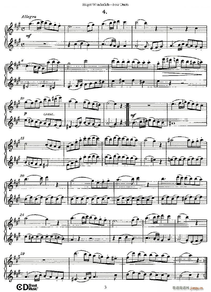 Hugot Wunderlich Four Duets ���׶����� �~��(���V)3