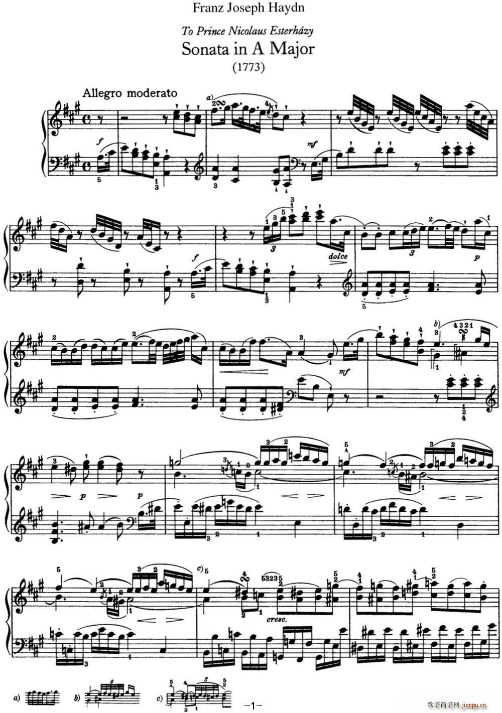 ���D ������Q�� Hob XVI 26 in A major(����V)1