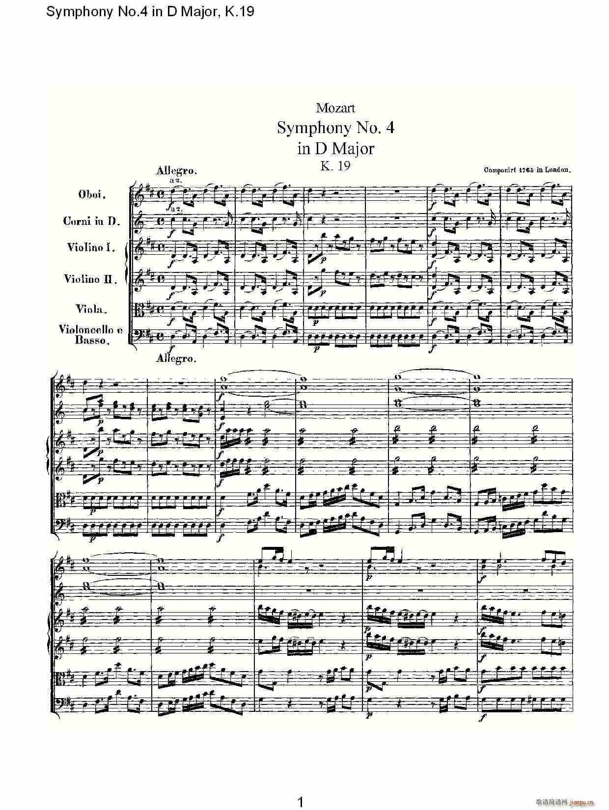 Symphony No.4 in D Major, K.19(ʮ�ּ�����)1