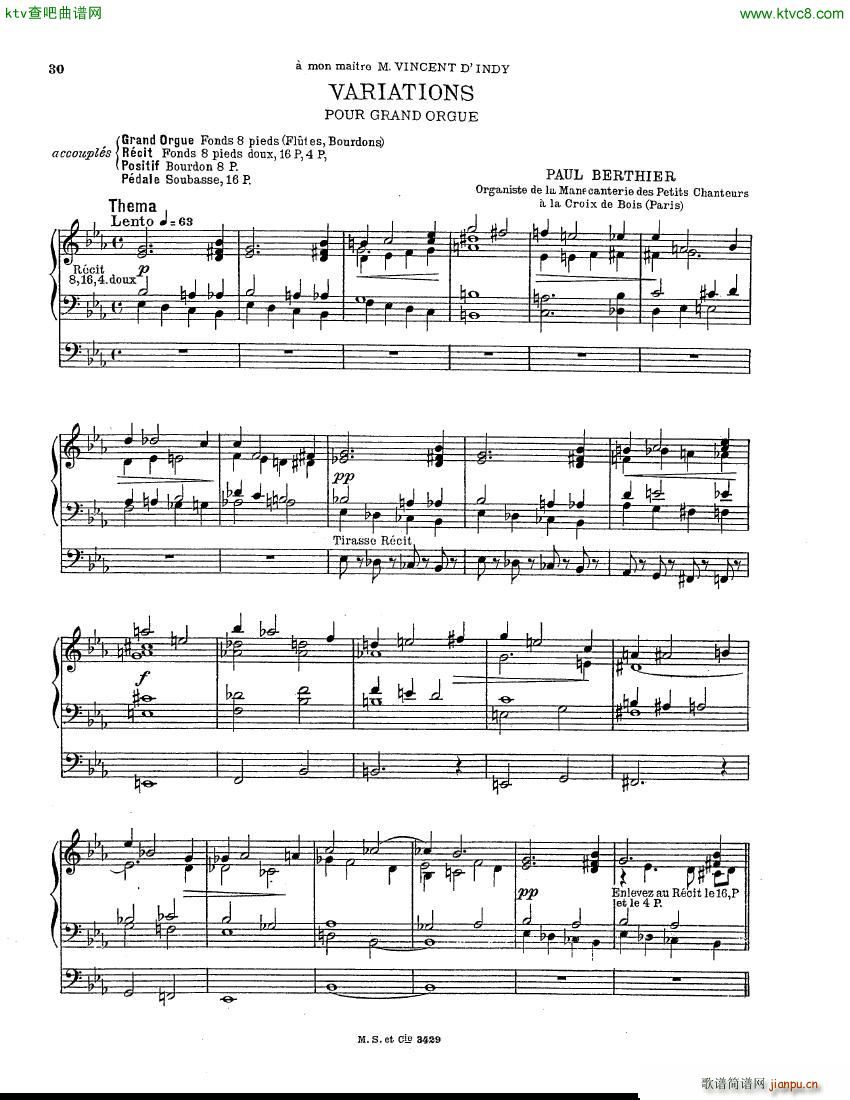 Berthier Paul Variations pour Grand orgue(����V)1