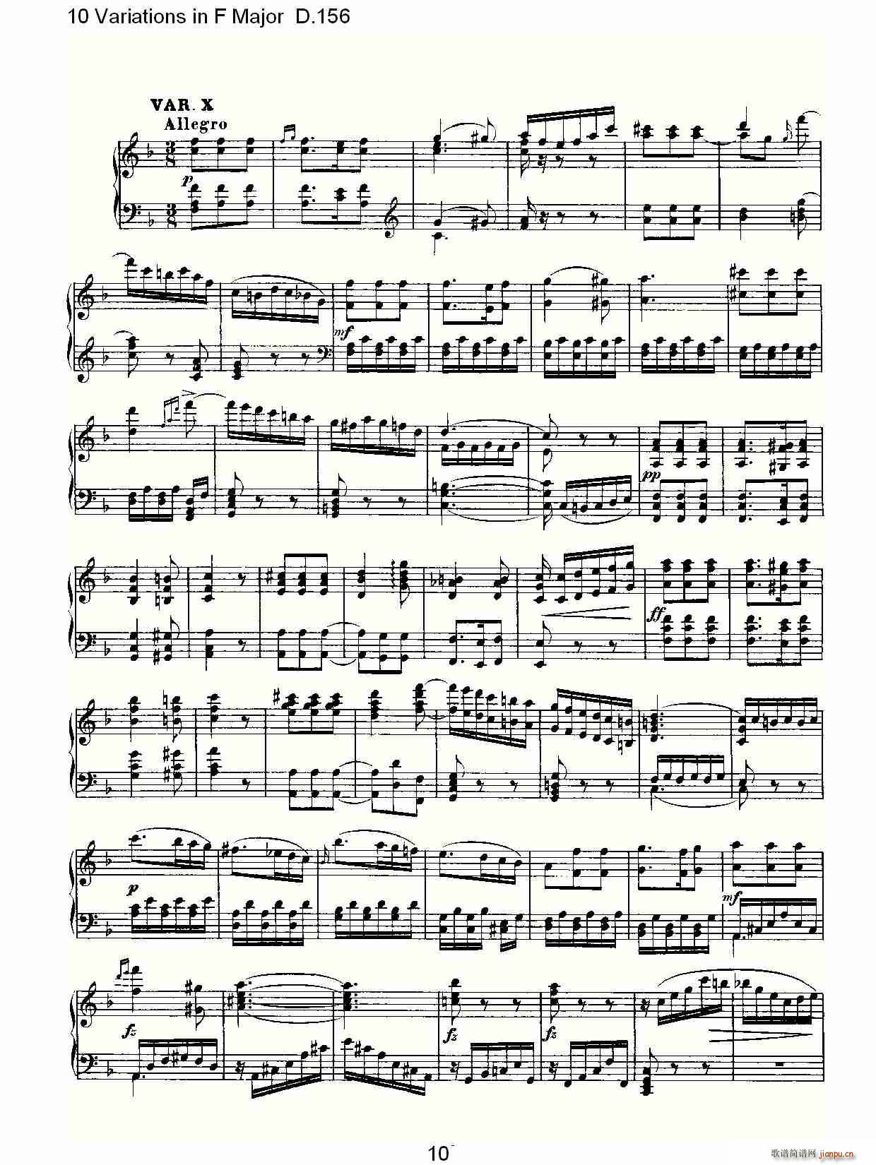 10 Variations in F Major D.156(ʮ�ּ�����)10