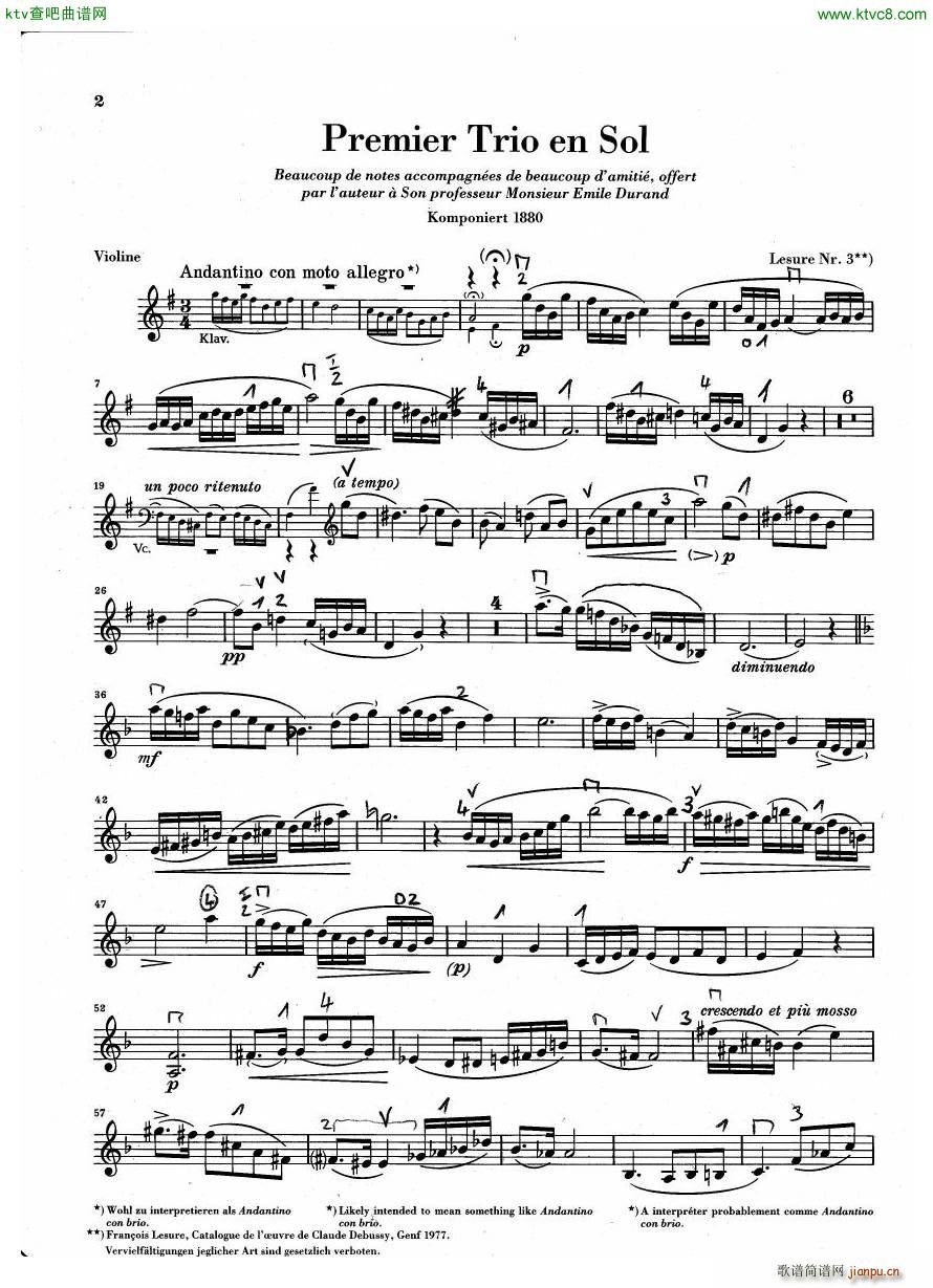 Debussy Piano Trio in G parts(����V)1