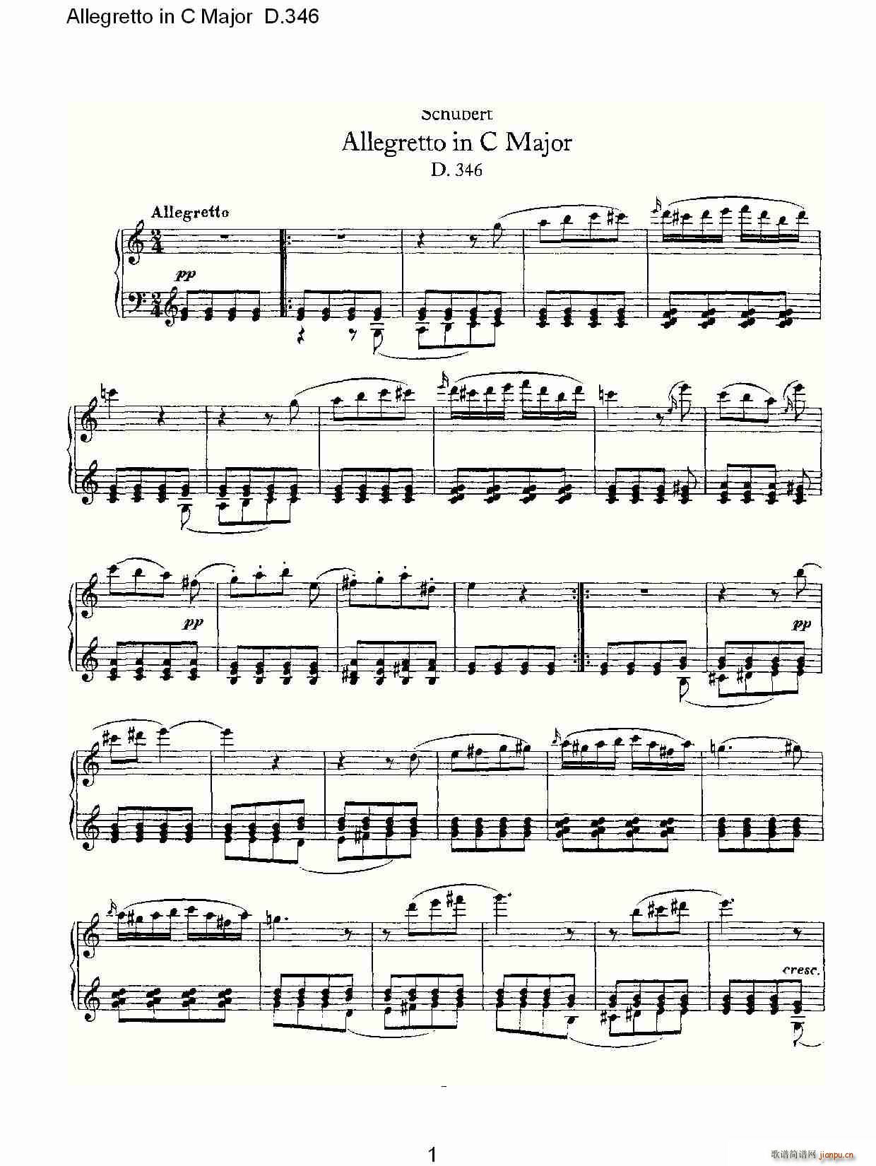 Allegretto in C Major D.346(ʮ�ּ�����)1