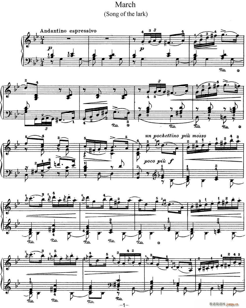 ��ɷ�˹�� �ļ� 3�� ��ȸ֮�� gС�{ Song of the Lark G minor(����V)1