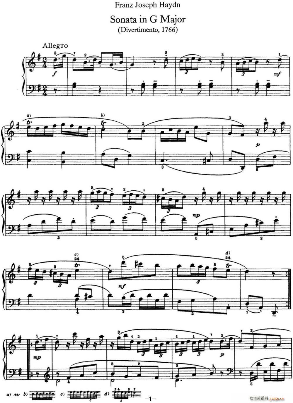 ���D ������Q�� Hob XVI 8 Divertimento G major(����V)1