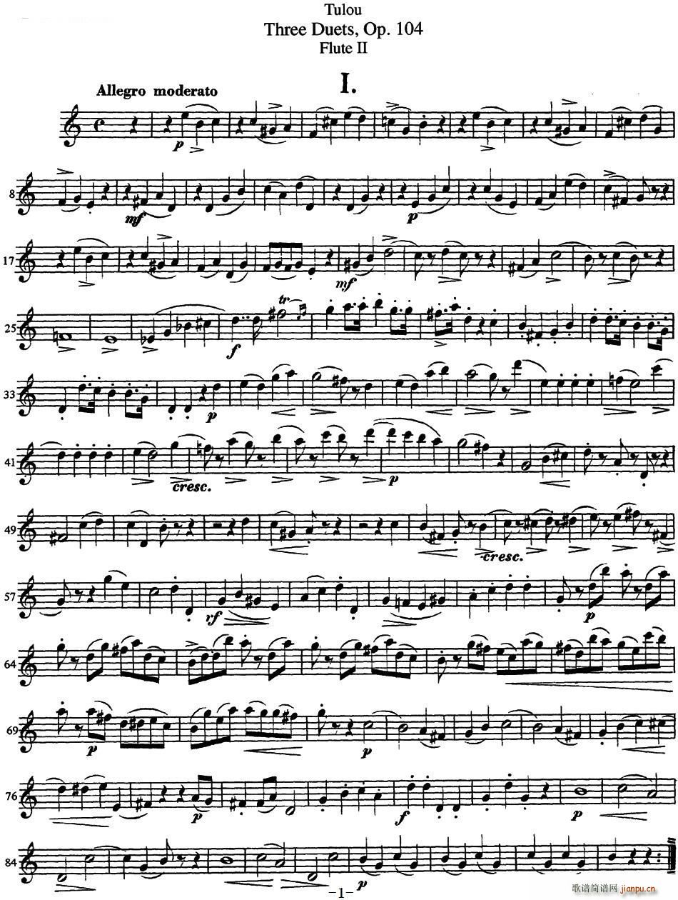 �D¶�����L(ch��ng)�Ѻ�(ji��n)��������Op 104 Flute 2 NO 1(�Ѻ��V)1