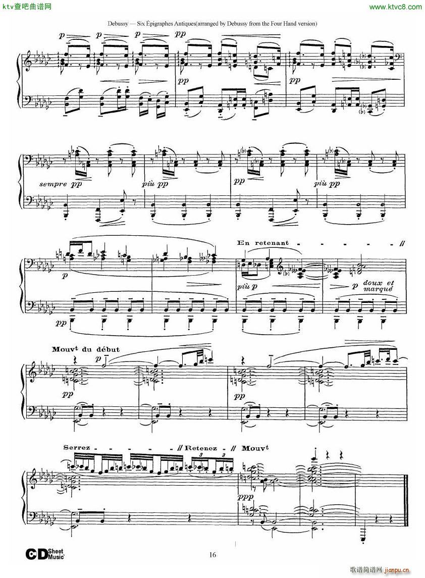 Debussy Sex ��pigraphes Antique 1 Piano(����V)16