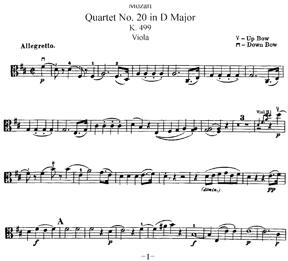 Mozart Quartet No 20 in D Major K 499 Viola(ʮ�ּ�����)1