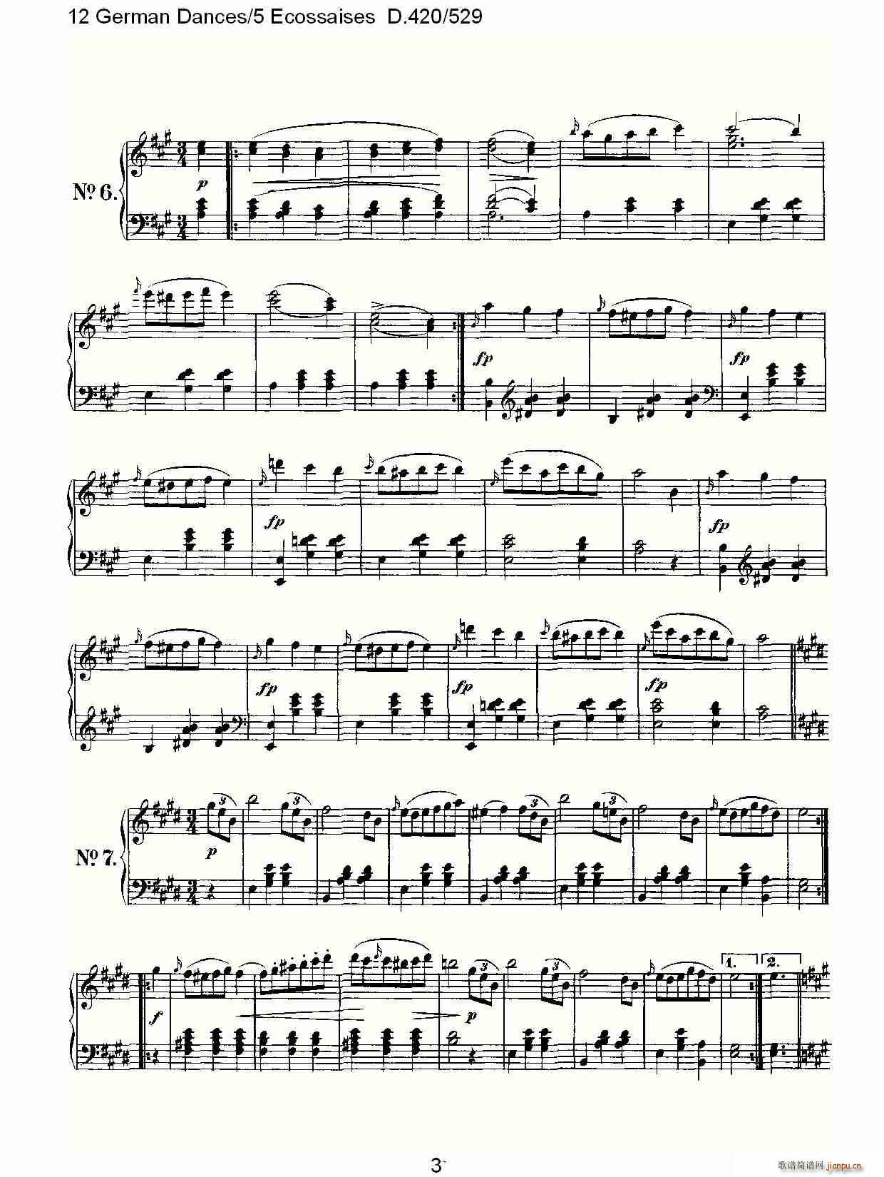 12 German Dances5 Ecossaises D.420529(ʮ�ּ�����)3