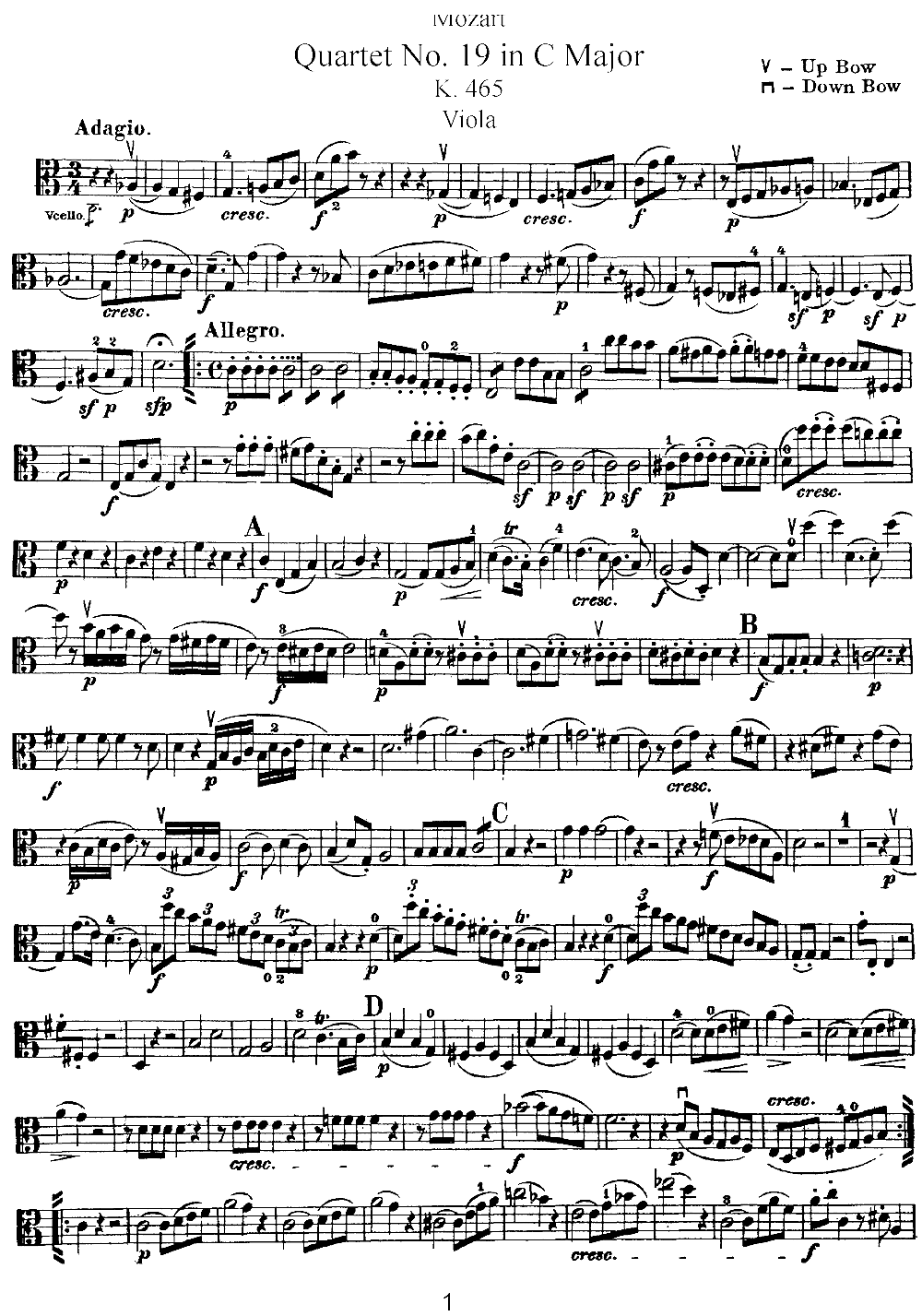 Mozart Quartet No 19 in C Major K 465 Viola(ʮ�ּ�����)1